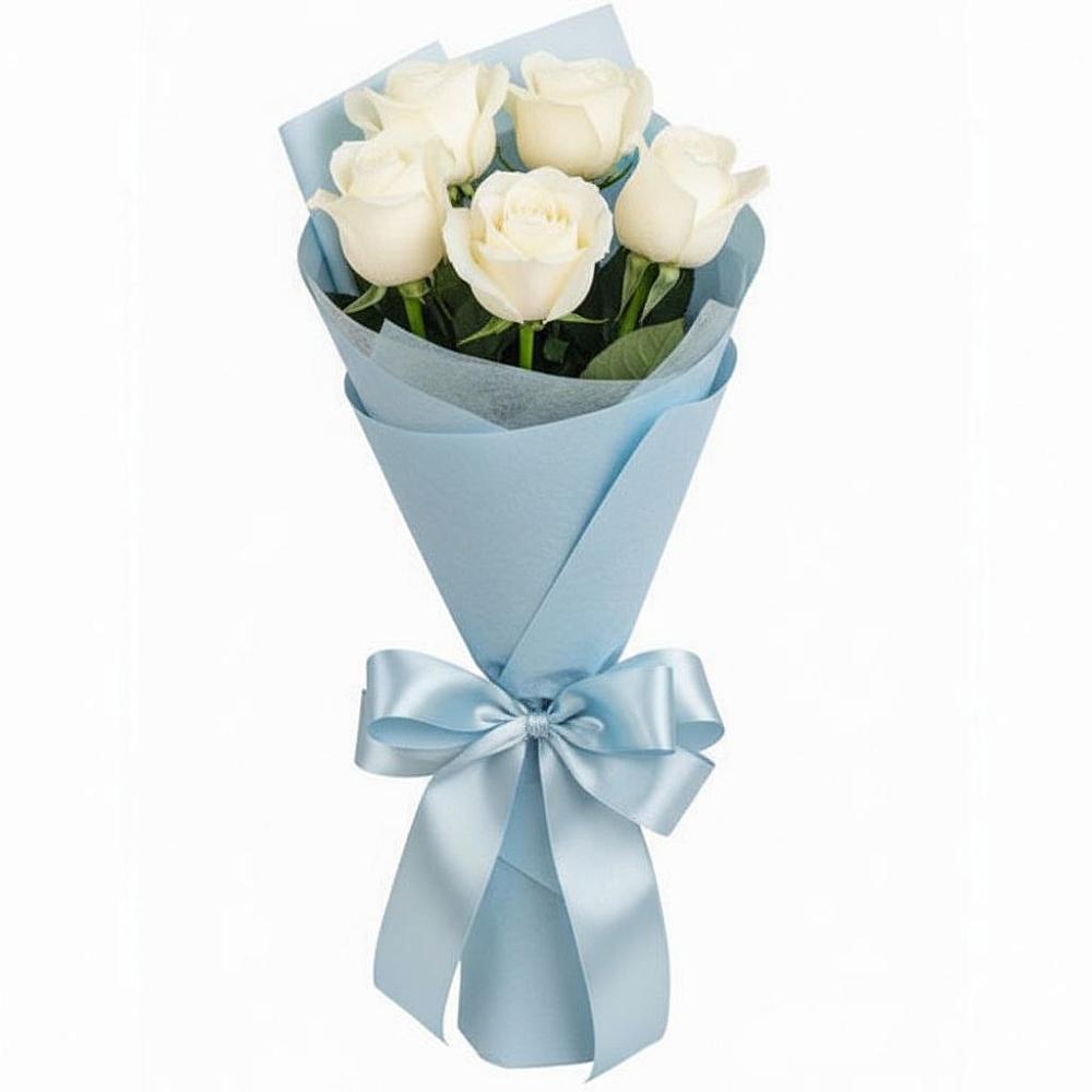 Букет 5 Белых роз Проуд в Парауле