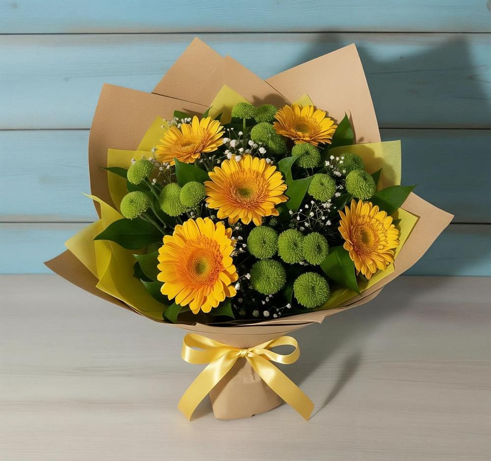 Букет цветов из: Герберы и Хризантемы в Парауле