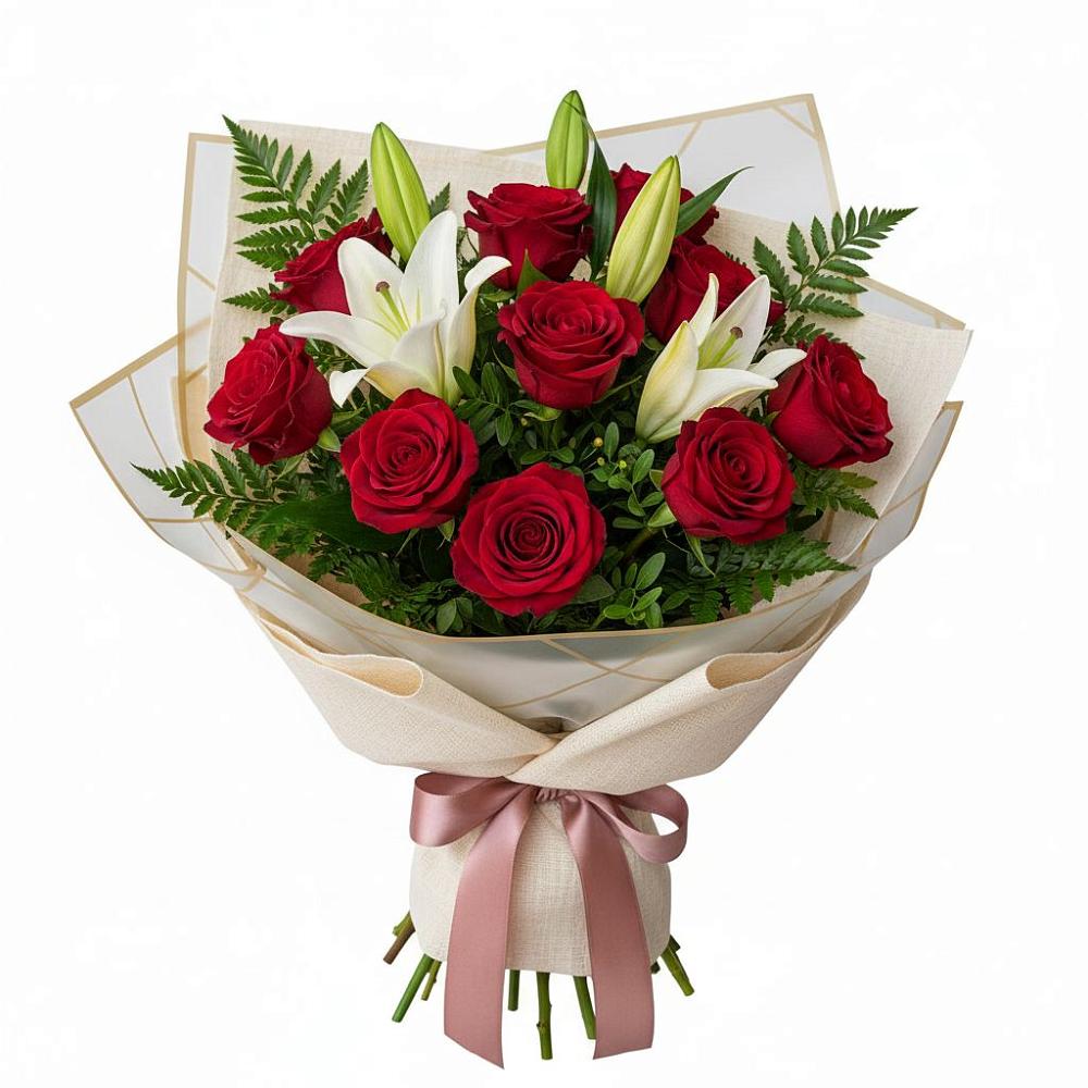 Букет цветов из: Лилии и Розы в Парауле