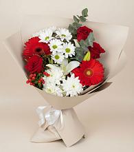 Букет цветов из:  Розы, Хризантемы, Герберы и Лилии в Парауле