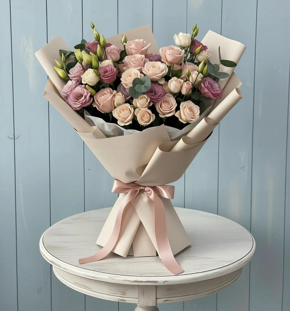 Букет цветов из: Розы и Лизиантусы в Парауле