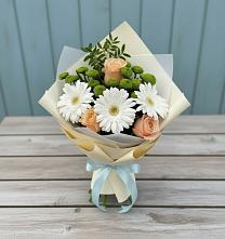 Букет цветов из:  Герберы, Розы и Хризантемы в Парауле