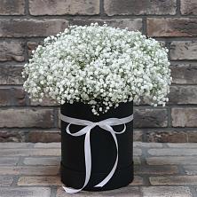 Цветочная композиция из Гипсофила в шляпной коробке в Парауле