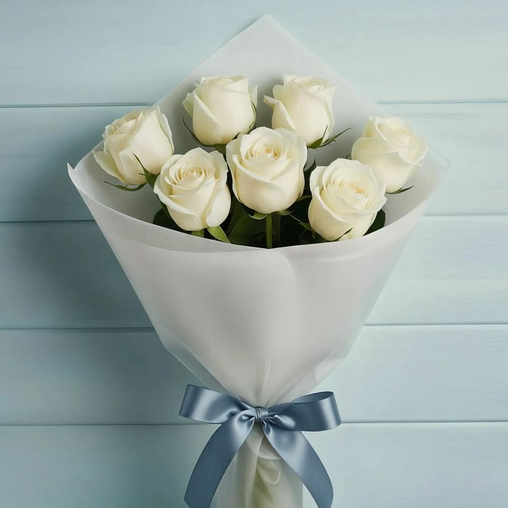 Букет 7 Белых роз Эдлесс Лав в Парауле
